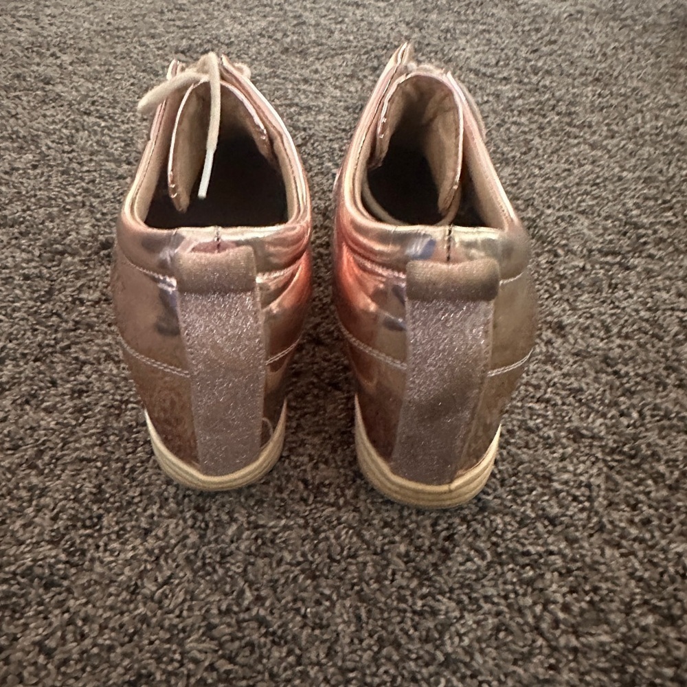 Rose Gold Glitter FUN Platform Sneakers Metallic Costume Fun Sole Shoes 8.5 - Picture 3 of 15